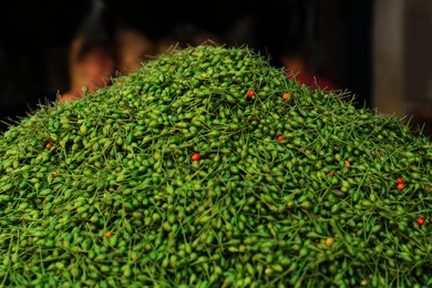 Heap of fresh delicious chiltepin at market