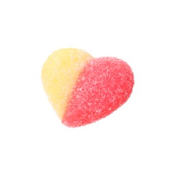 Jelly candy in shape of heart on white background