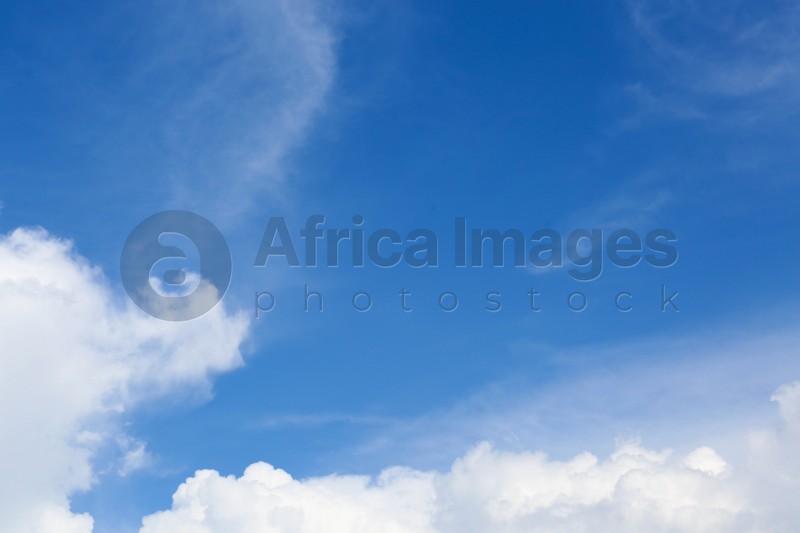 Picturesque view of beautiful blue sky with fluffy clouds