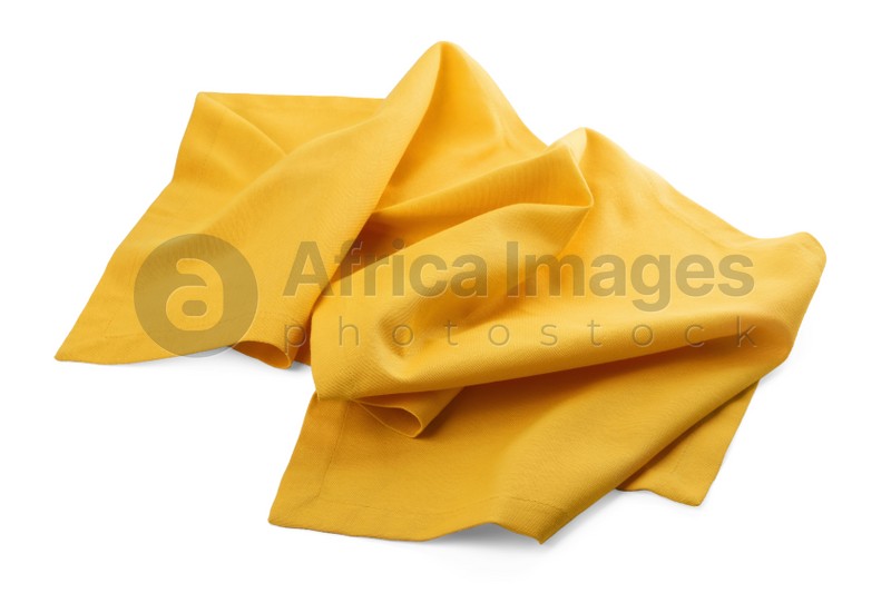One yellow kitchen napkin isolated on white