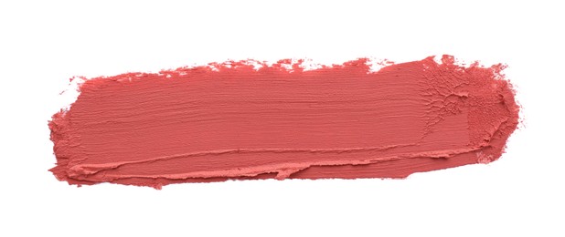 Swatch of lipstick isolated on white, top view