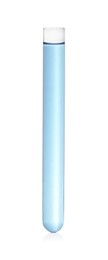 Test tube with light blue liquid isolated on white