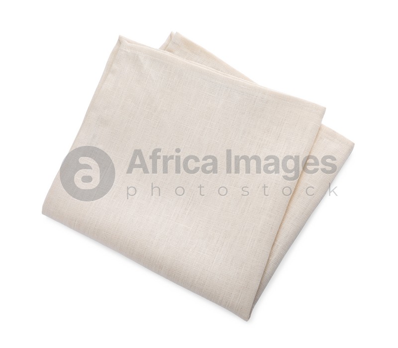 One light grey kitchen napkin isolated on white, top view