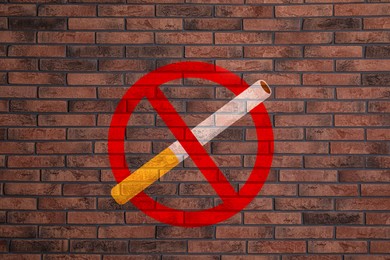 Sign No Smoking drawn on brick wall