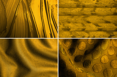Image of Collage of different photos with textured gold surfaces