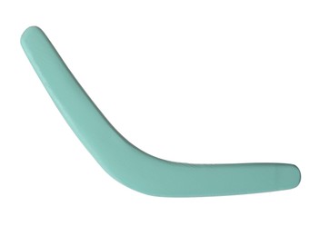 Turquoise boomerang isolated on white. Outdoors activity