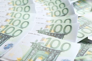 Euro banknotes as background, closeup. Money and finance