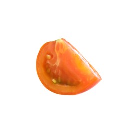 Piece of fresh ripe yellow tomato on white background