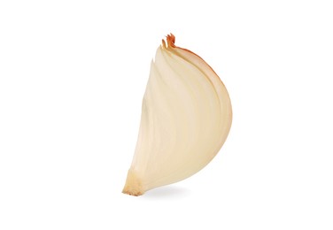 Photo of Cut fresh ripe onion isolated on white