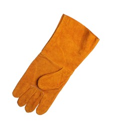 Orange protective gloves isolated on white. Safety equipment