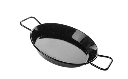 New black stir-fry pan isolated on white