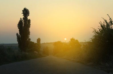 Picturesque view of rural road in morning