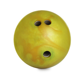 Modern yellow bowling ball isolated on white