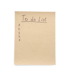 Notepad with unfilled numbered To Do list on white background