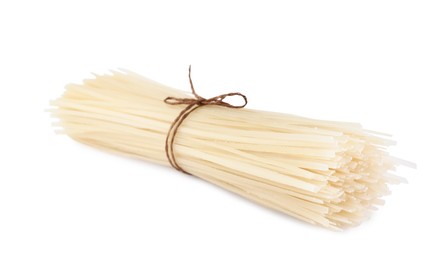 Bunch of dried rice noodles isolated on white