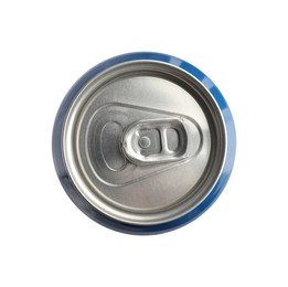 Photo of Aluminum can isolated on white, top view