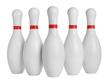 Bowling pins with red stripes isolated on white