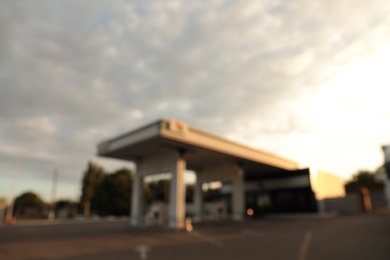 Blurred view of modern gas station outdoors