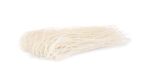 Dried rice noodles isolated on white. East Asian cuisine