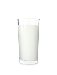 Glass of fresh milk isolated on white