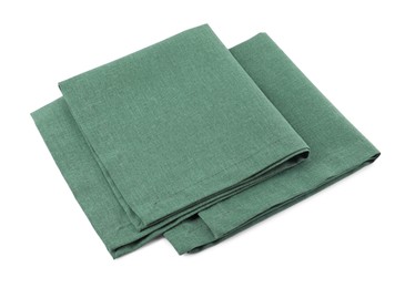 Green cloth kitchen napkins isolated on white