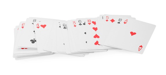 Deck of playing cards isolated on white. Poker game
