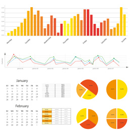 Different colorful graphs with statistic information. Illustration 