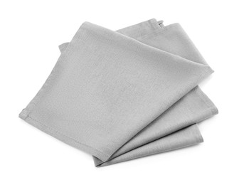 Photo of One grey kitchen napkin isolated on white