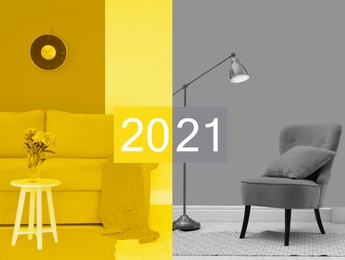 Color of the year 2021.Stylish room interior