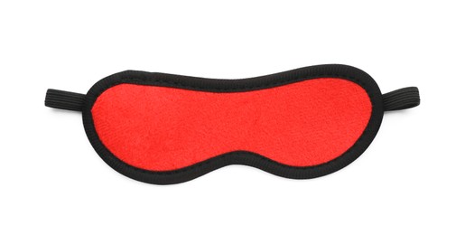 Eye mask on white background, top view. Accessory for sexual roleplay