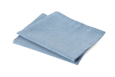 New clean light blue cloth napkins isolated on white