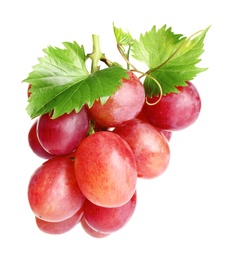 Fresh ripe juicy pink grapes isolated on white