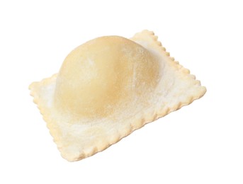 Uncooked ravioli with filling isolated on white