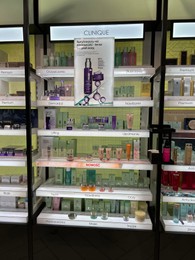 Photo of WARSAW, POLAND - JULY 17, 2022: Cosmetic products on display in Clinique retail store