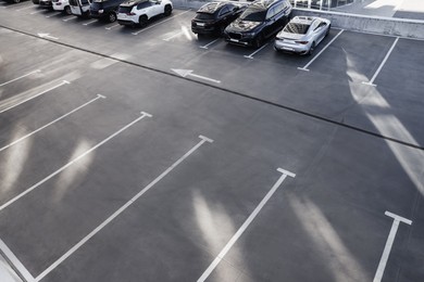 Outdoor car parking lot on sunny day