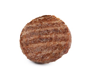 Tasty grilled hamburger patty isolated on white