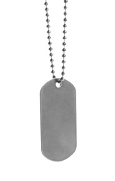 Military ID tag on white background