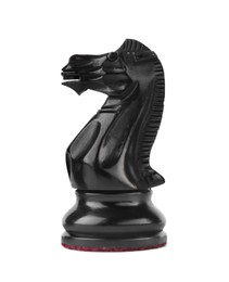 Black knight isolated on white. Chess piece