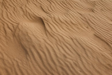 Closeup view of sand dune in desert as background