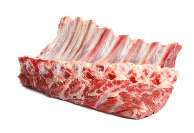 Raw ribs on white background. Fresh meat