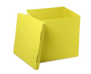 Yellow gift box with cap isolated on white