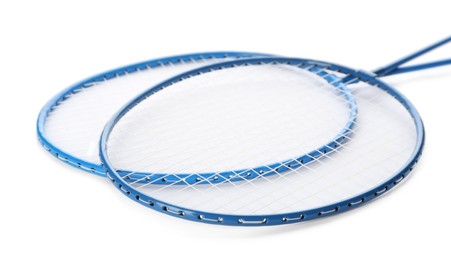 Badminton rackets on white background. Sport equipment