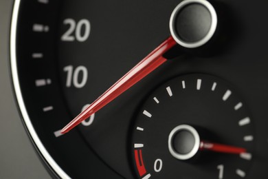 Closeup view of modern electronic car speedometer
