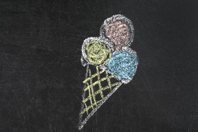 Drawing of ice cream on chalkboard. Summer holidays