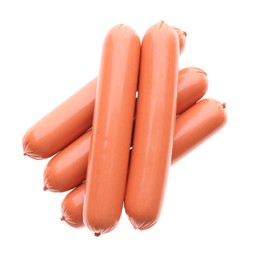 Fresh raw vegetarian sausages on white background, top view