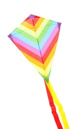 Beautiful bright rainbow kite isolated on white