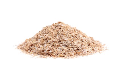 Pile of wheat bran on white background