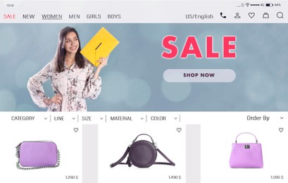 Image of Web site of online store with offers for sale