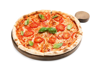 Photo of Delicious hot pizza Margherita isolated on white