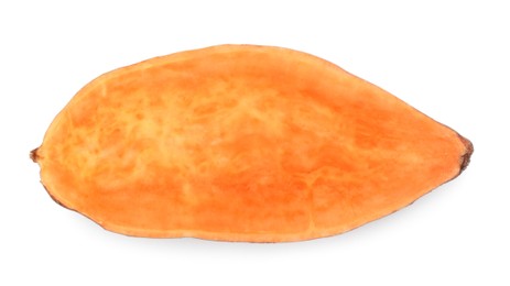 Half of fresh sweet potato isolated on white, top view